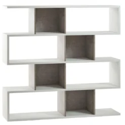 Libreria Modulare Bianco Cemento Moderna Scaffale Mensole Ufficio Studio