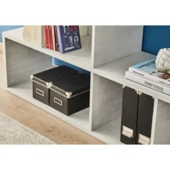 Libreria Modulare Bianco Cemento Moderna Scaffale Mensole Ufficio Studio