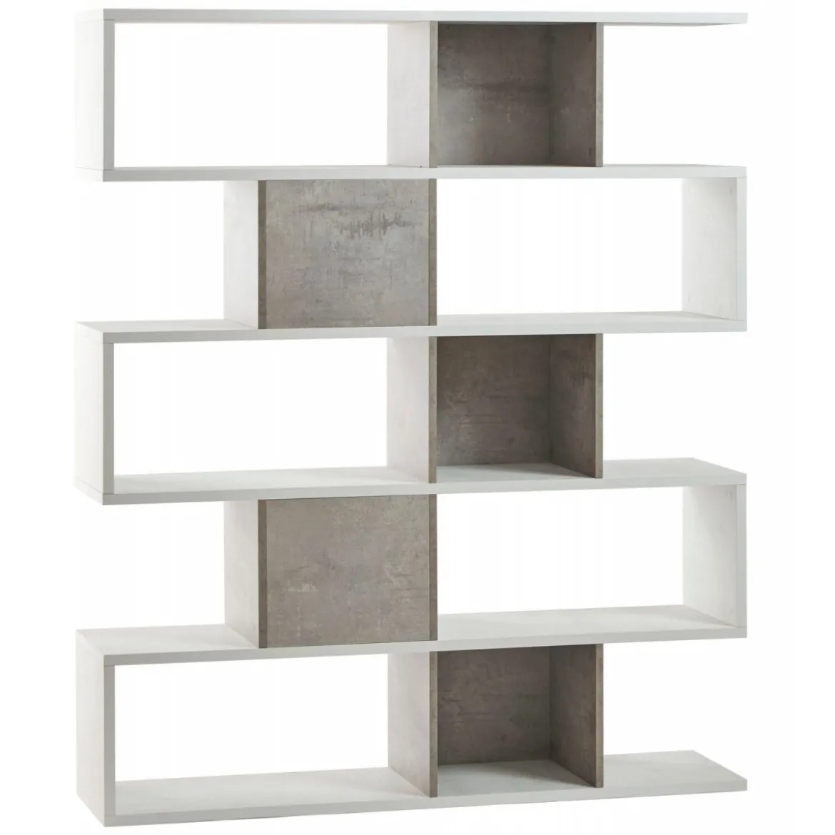 Libreria Modulare Bianco Cemento Giorno Moderna Mensole Scaffale Ufficio