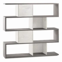 Libreria Modulare Cemento Bianco Moderna Mensole Scaffale Ufficio Studio