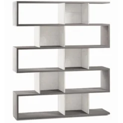 Libreria Modulare Cemento Bianco Giorno Moderna Mensole Scaffale Ufficio