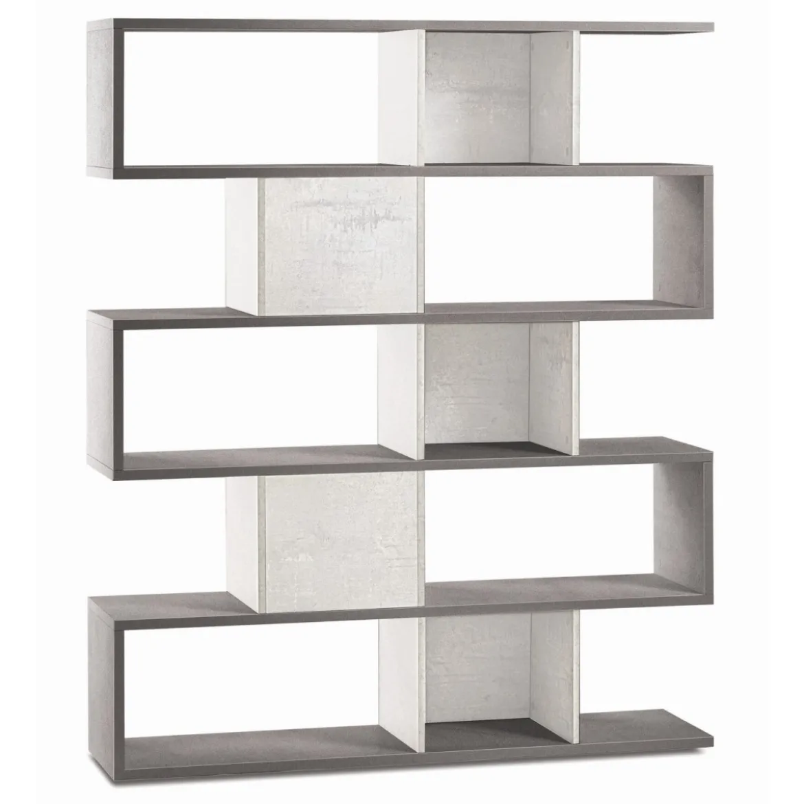 Libreria Modulare Cemento Bianco Giorno Moderna Mensole Scaffale Ufficio