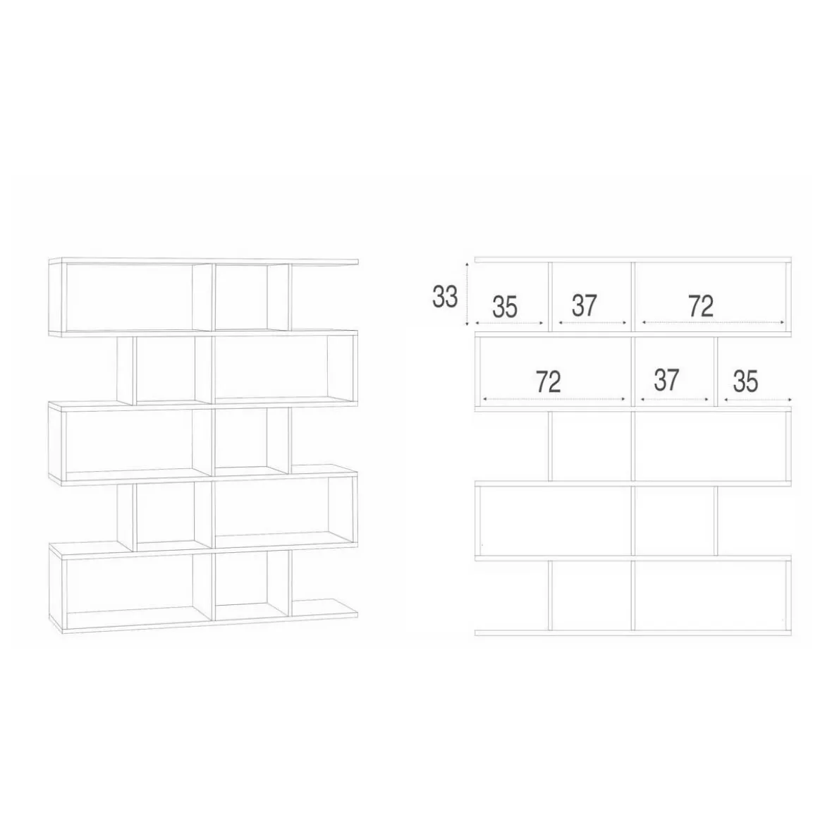 Libreria Modulare Cemento Geometrica Moderna Mensole Scaffale Ufficio