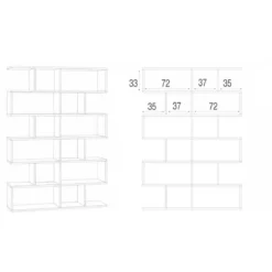 Libreria Modulare Geometrica Cemento Legno Moderna Scaffale a Giorno