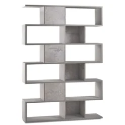 Libreria Modulare Geometrica Cemento Legno Moderna Scaffale a Giorno