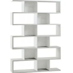 Libreria Modulare Geometrica Bianco in Legno Moderna Scaffale a Giorno