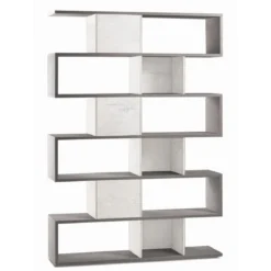 Libreria Modulare Geometrica Cemento Bianco Moderna Scaffale in Legno