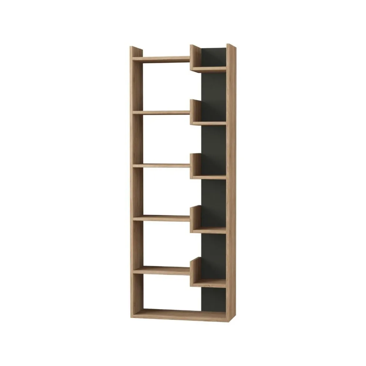 Libreria Rovere ed Antracite Moderna Scaffale Rettangolare in Legno