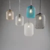 Luce in Vetro a Sospensione Lampadario di Cristallo Blu Elegante da Interno