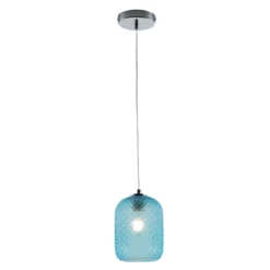 Luce in Vetro a Sospensione Lampadario di Cristallo Blu Elegante da Interno
