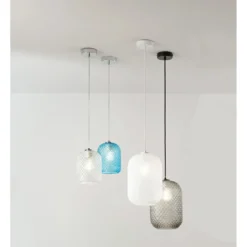 Luce in Vetro Cristallo Bianco Lampadario a Sospensione Elegante da Interno