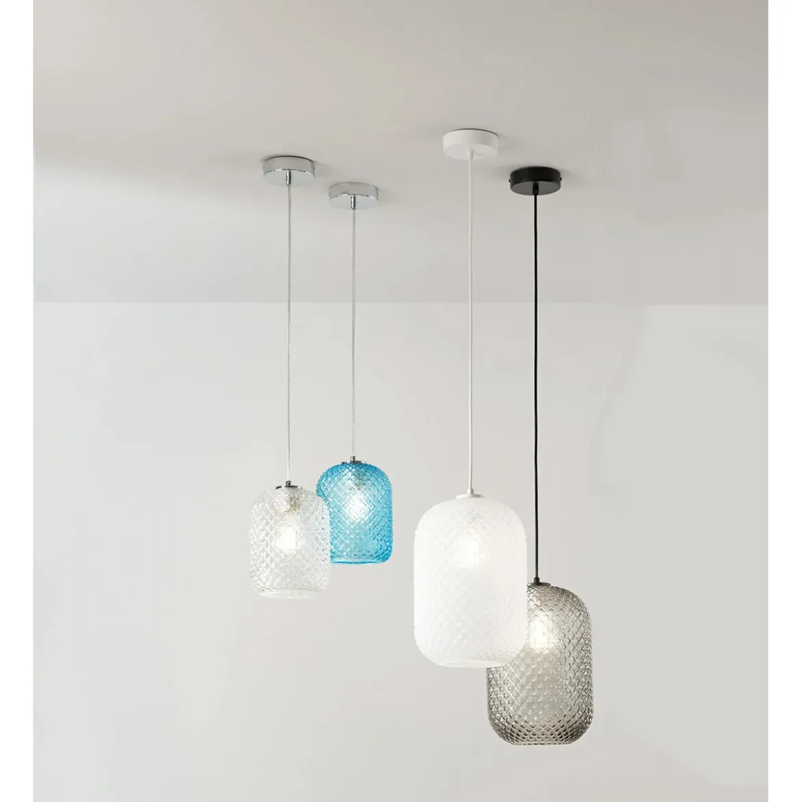 Luce in Vetro Cristallo Bianco Lampadario a Sospensione Elegante da Interno