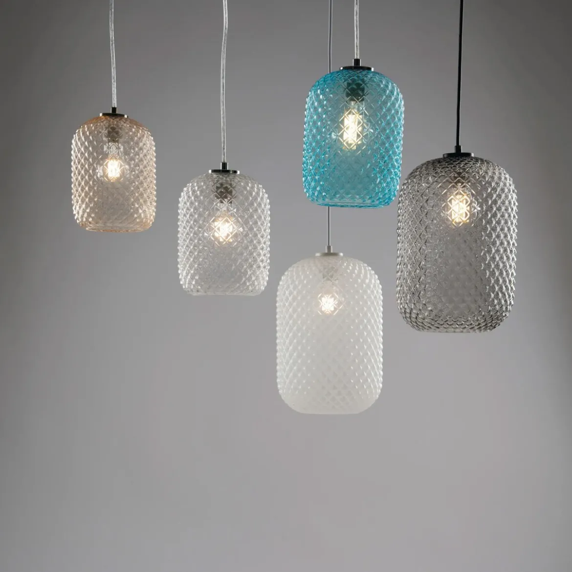 Luce in Vetro da Soffitto Lampadario di Cristallo Blu Elegante per Interno