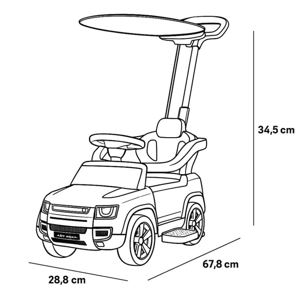 Macchina Bambini Primi Passi 86x44x98 cm Maniglia Regolabile Bianca