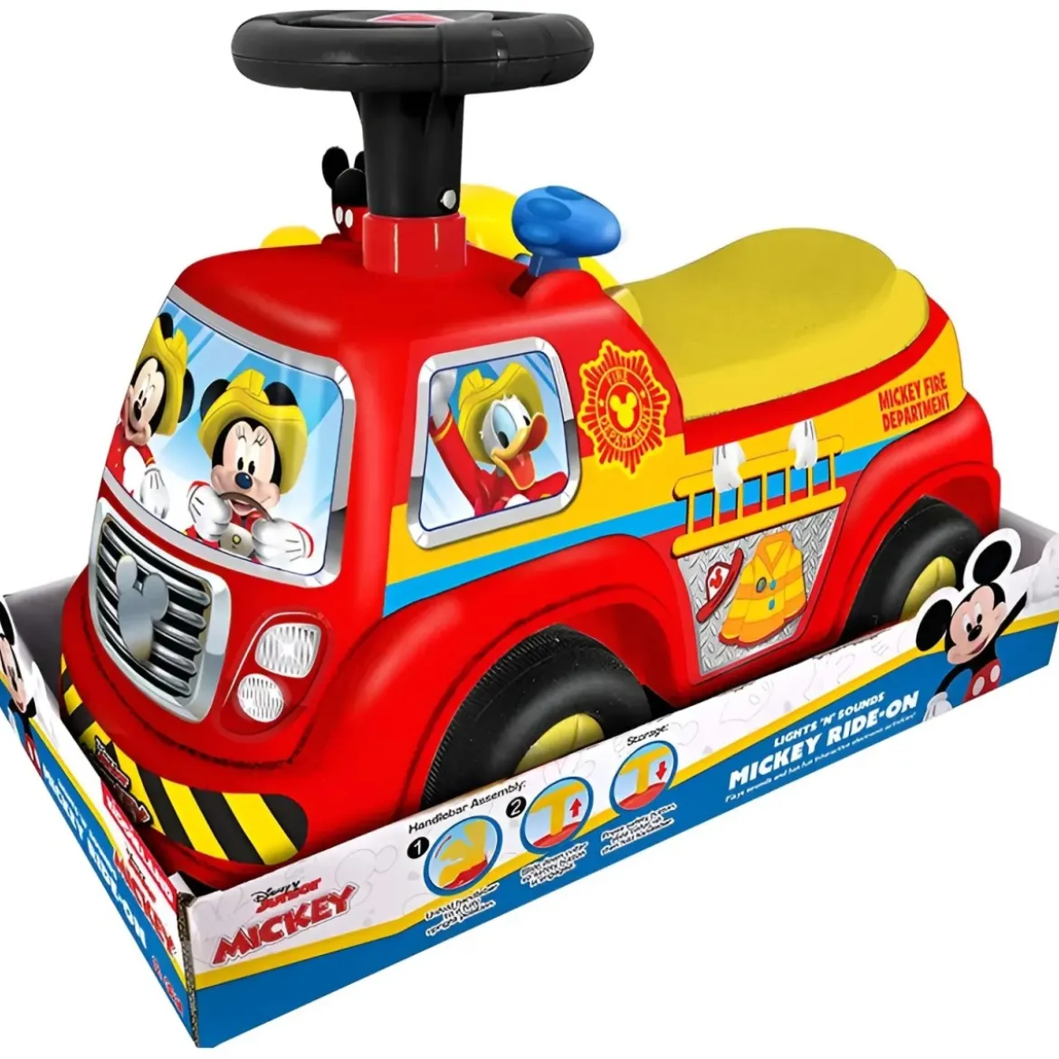 Macchina Cavalcabile per Bambini Mickey Camion a Spinta Pompieri