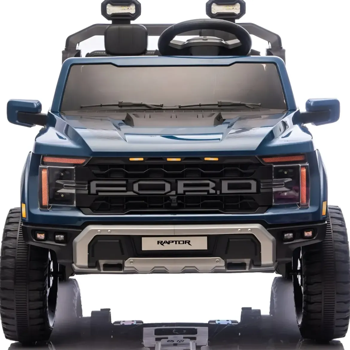 Macchina Elettrica Bambini 24V Ford Raptor Blu 2 Posti Sedile Ecopelle