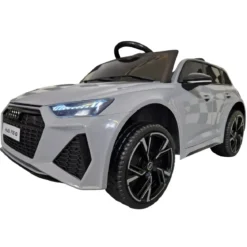 Macchina Elettrica Bambini 12V Grigio Telecomando e Sedile in Pelle