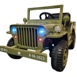 Macchina Elettrica Jeep Willy Verde per Bambini Fuoristrada Monoposto