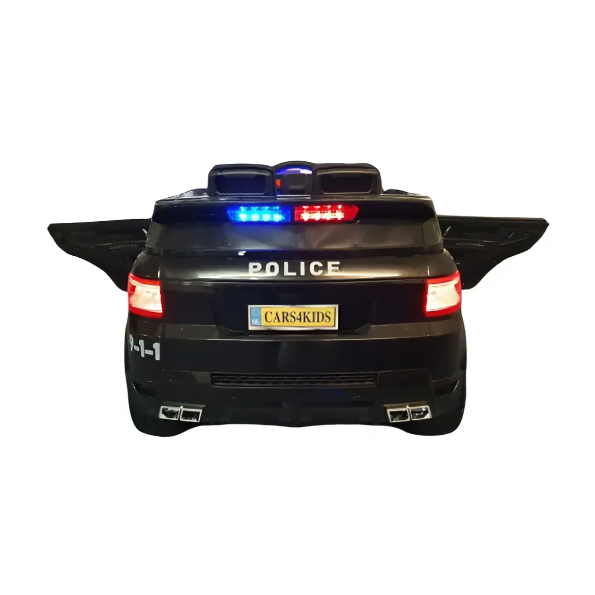 Macchina Elettrica Polizia per Bambini Nera a Batteria 12 V Jeep Luci Macchinina