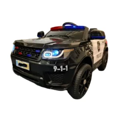 Macchina Elettrica Polizia per Bambini Nera a Batteria 12 V Jeep Luci Macchinina