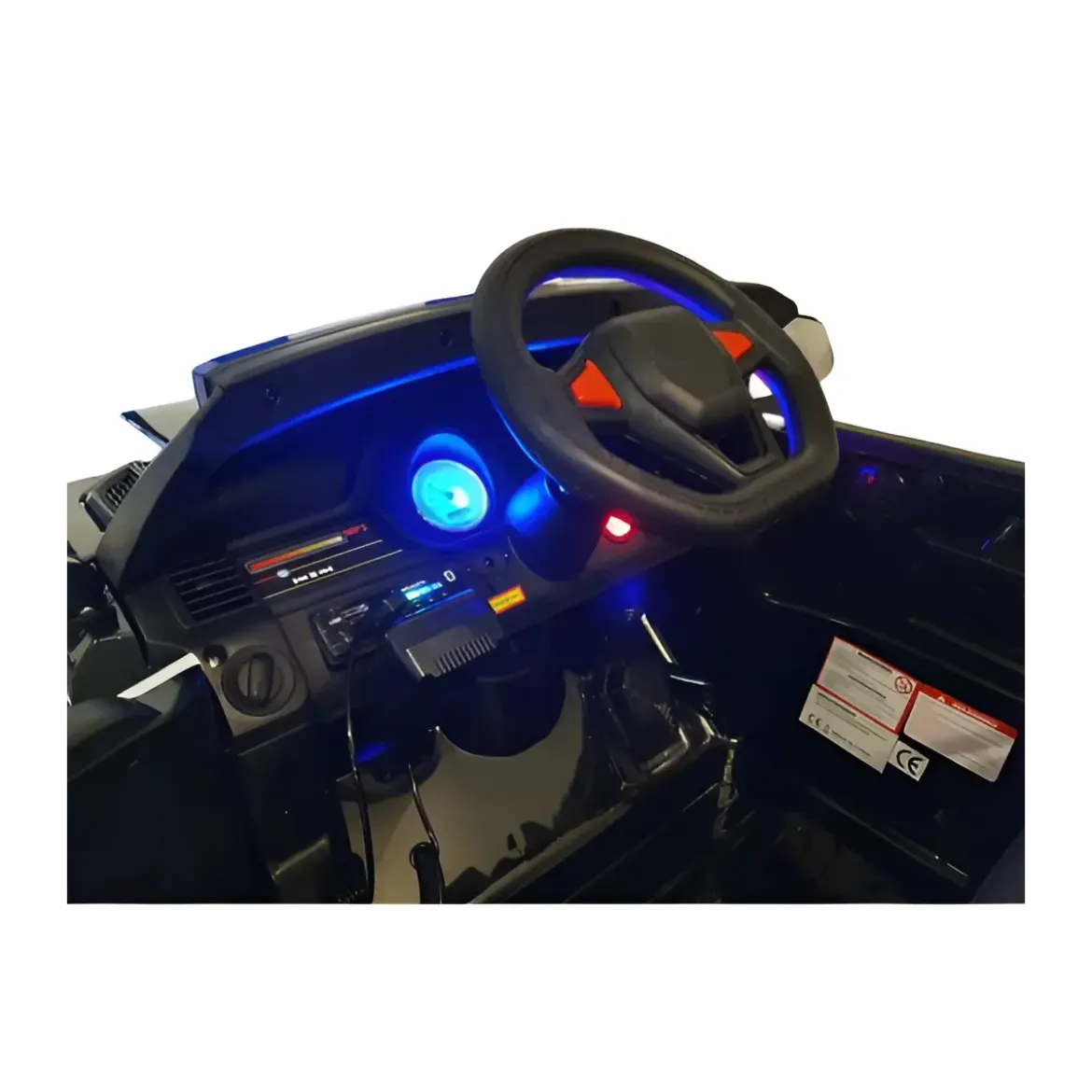 Macchina Elettrica Polizia per Bambini Nera a Batteria 12 V Jeep Luci Macchinina
