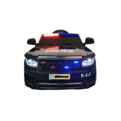 Macchina Elettrica Polizia per Bambini Nera a Batteria 12 V Jeep Luci Macchinina