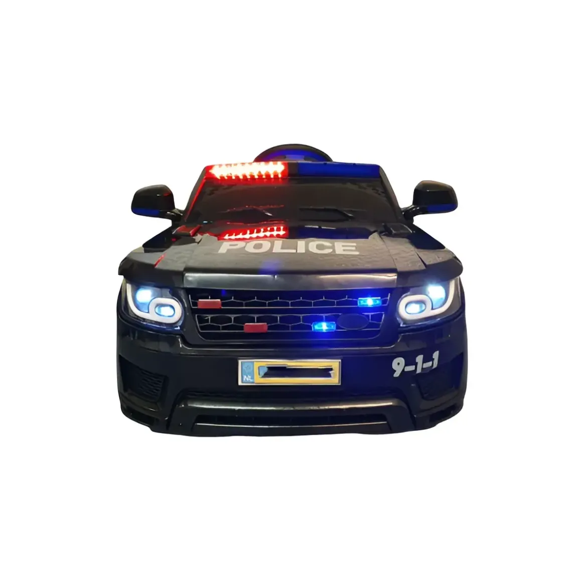 Macchina Elettrica Polizia per Bambini Nera a Batteria 12 V Jeep Luci Macchinina