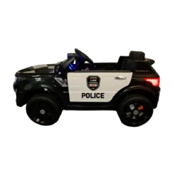 Macchina Elettrica Polizia per Bambini Nera a Batteria 12 V Jeep Luci Macchinina