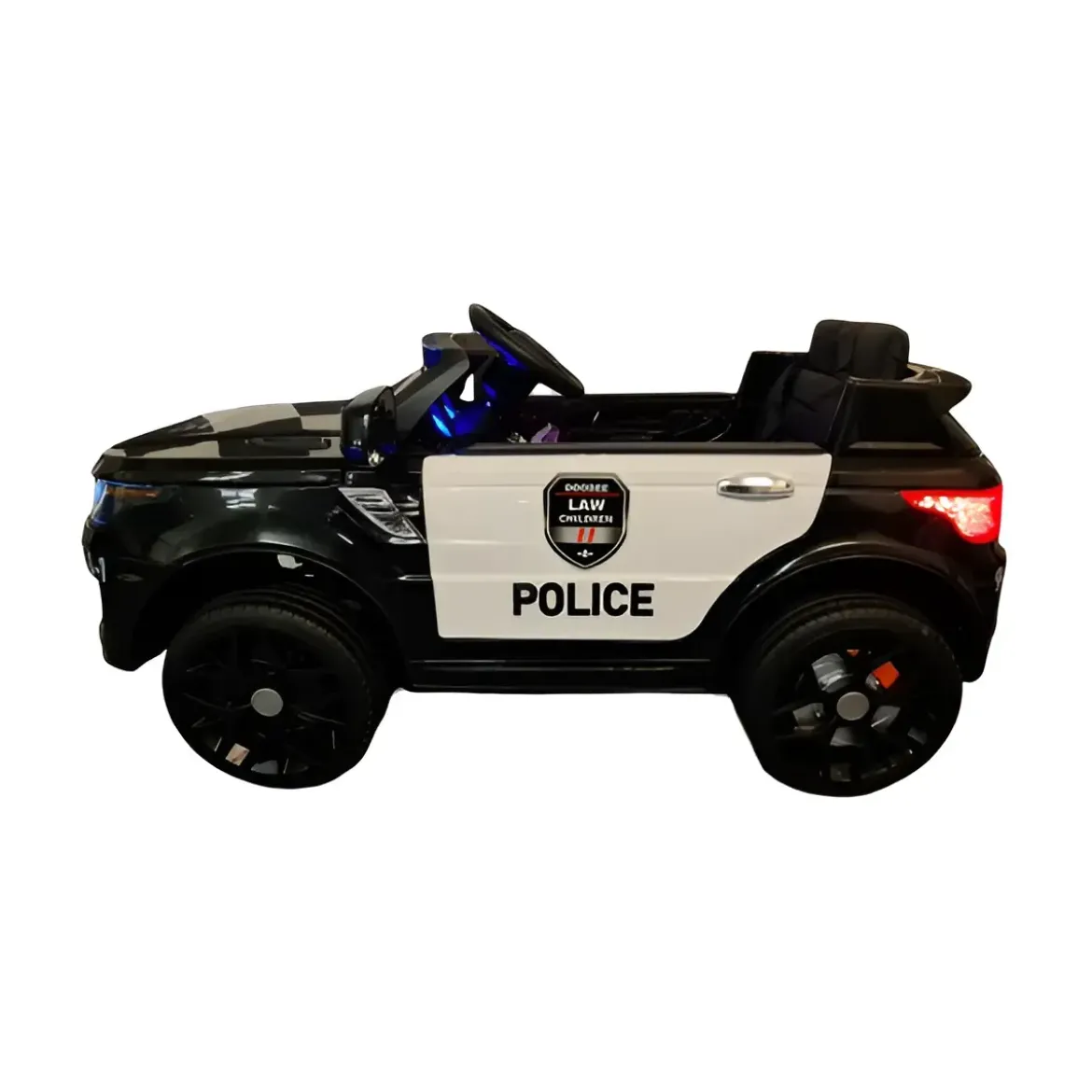 Macchina Elettrica Polizia per Bambini Nera a Batteria 12 V Jeep Luci Macchinina