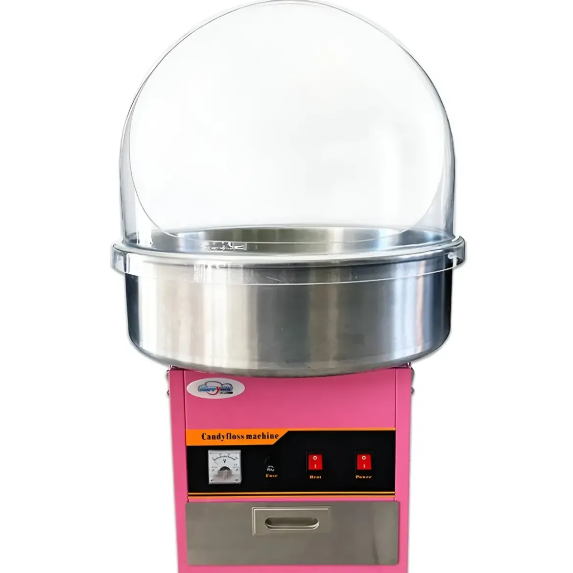 Macchina per Zucchero Filato Rosa Professionale Acciaio con Cupola