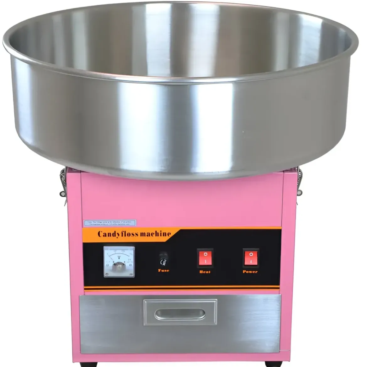 Macchina per Zucchero Filato Rosa Professionale Acciaio con Cupola