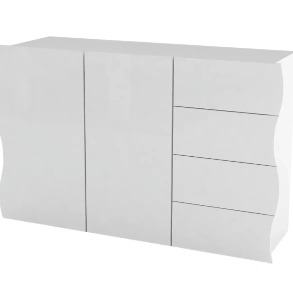Madia a 2 Ante e 4 Cassetti Credenza in Legno Mobile Bianco da Ingresso