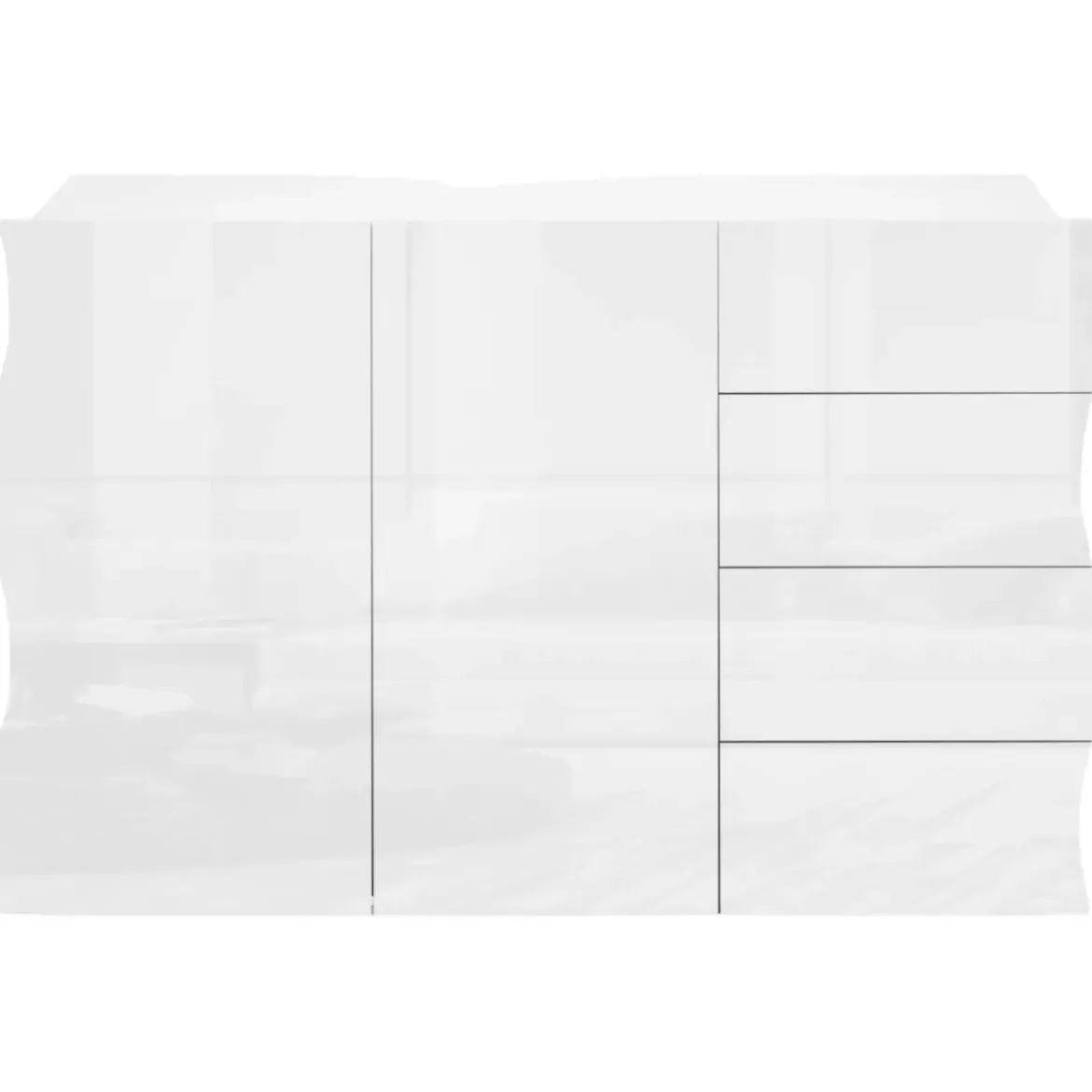 Madia a 2 Ante e 4 Cassetti Credenza in Legno Mobile Bianco da Ingresso