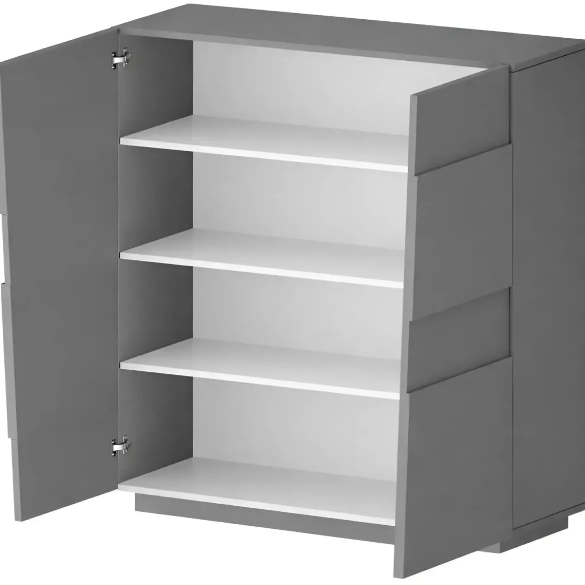 Madia Alta Antracite Opaco Credenza 4 Ante 3 Ripiani Legno Salvaspazio