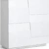 Madia Alta Bianco Laccato Credenza 4 Ante 3 Ripiani Legno Salvaspazio