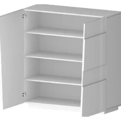 Madia Alta Bianco Laccato Credenza 4 Ante 3 Ripiani Legno Salvaspazio