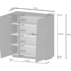Madia Alta Bianco Laccato Credenza 4 Ante 3 Ripiani Legno Salvaspazio