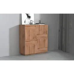 Madia Alta Rovere Wotan Credenza 4 Ante 3 Ripiani Legno Salvaspazio