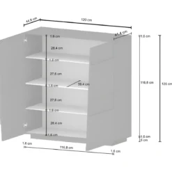 Madia Alta Rovere Wotan Credenza 4 Ante 3 Ripiani Legno Salvaspazio