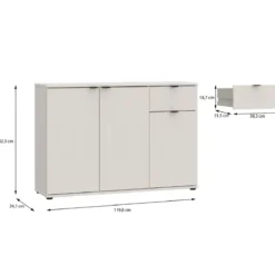 Madia 3 Ante 1 Cassetto Credenza Salvaspazio Beige Cashmere Soggiorno