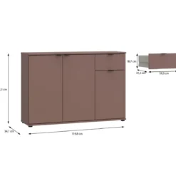 Madia 3 Ante 1 Cassetto Credenza Salvaspazio Terracotta per Soggiorno
