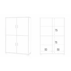 Madia Armadio Mobile Credenza Nero Bianco Lucido 4 Ante Buffet Soggiorno