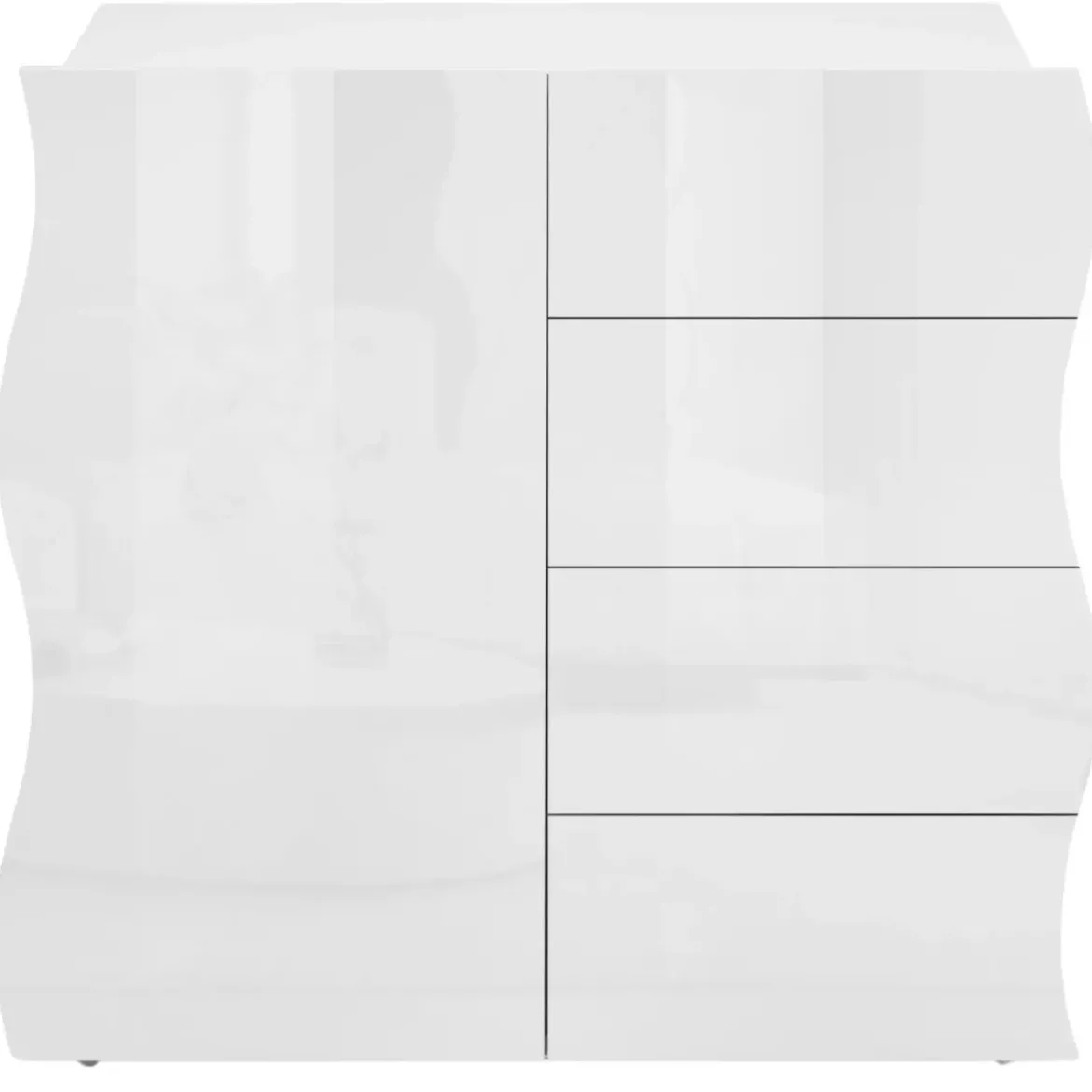 Madia Bianco Lucido con 1 Ante e 4 Cassetti Credenza in Legno da Ingresso