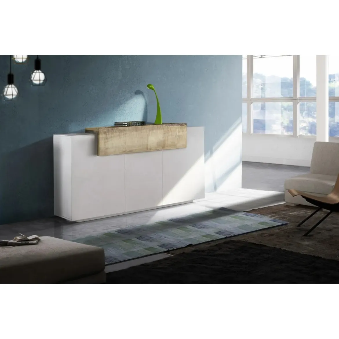 Madia Credenza 3 Bianco Acero Ante 160x45x85 cm