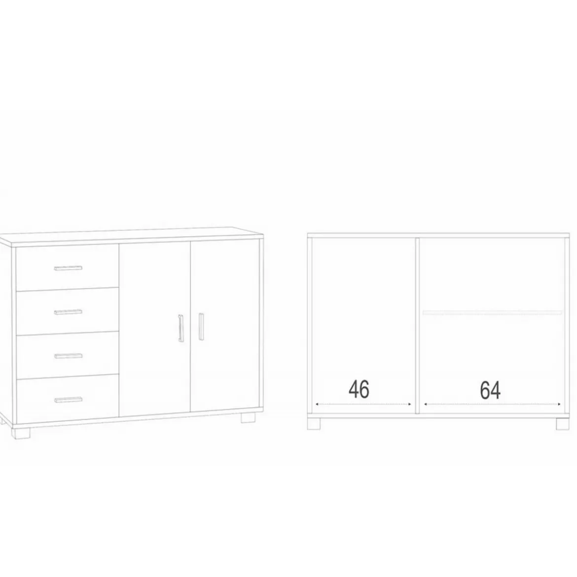 Madia Credenza Noce Mobile 2 Ante 4 Cassetti Contenitore Basso Salone