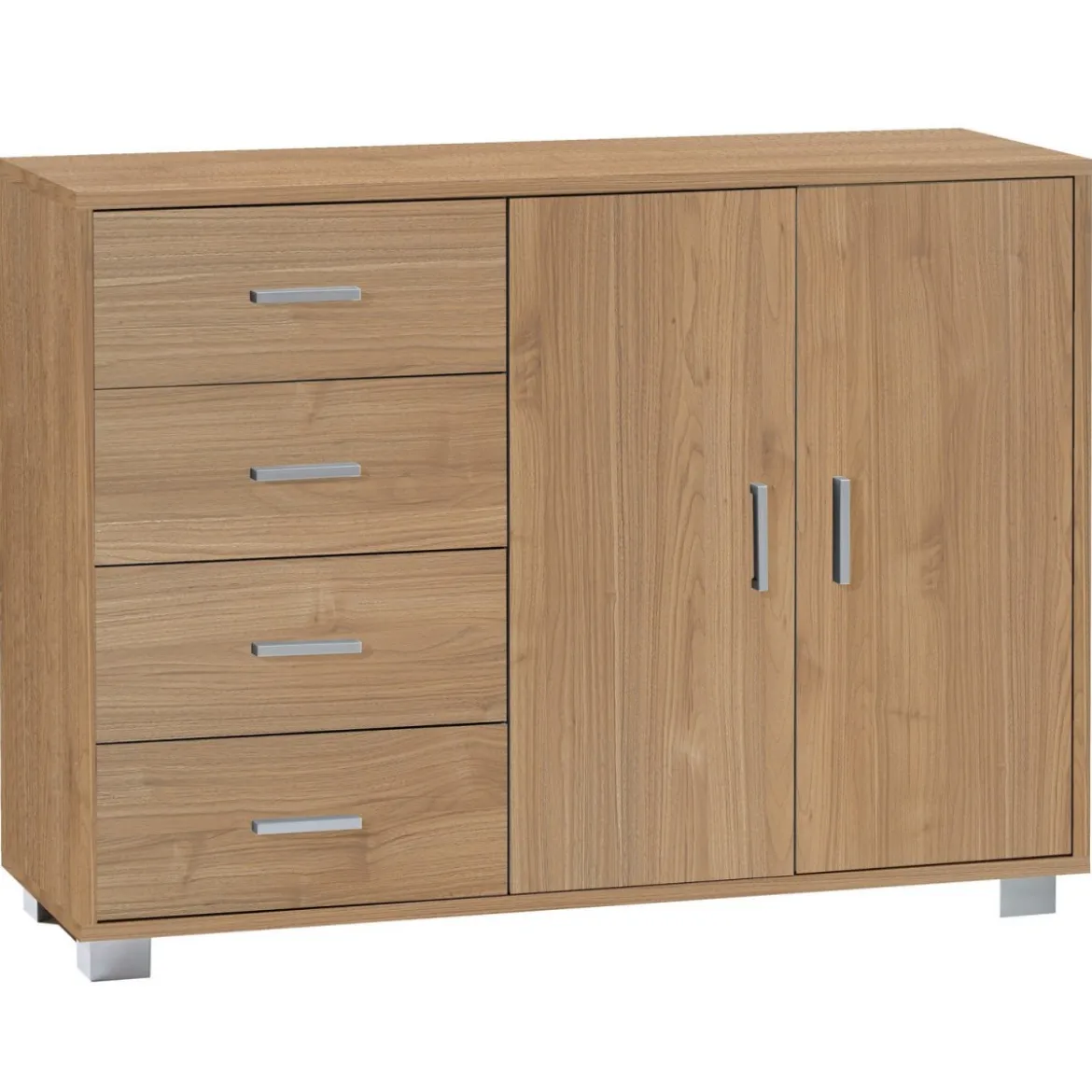 Madia Credenza Noce Mobile 2 Ante 4 Cassetti Contenitore Basso Salone