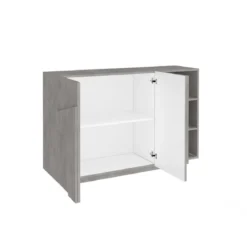 Madia da Ingresso 120 cm Credenza Grigio Cemento con Ante e Ripiani