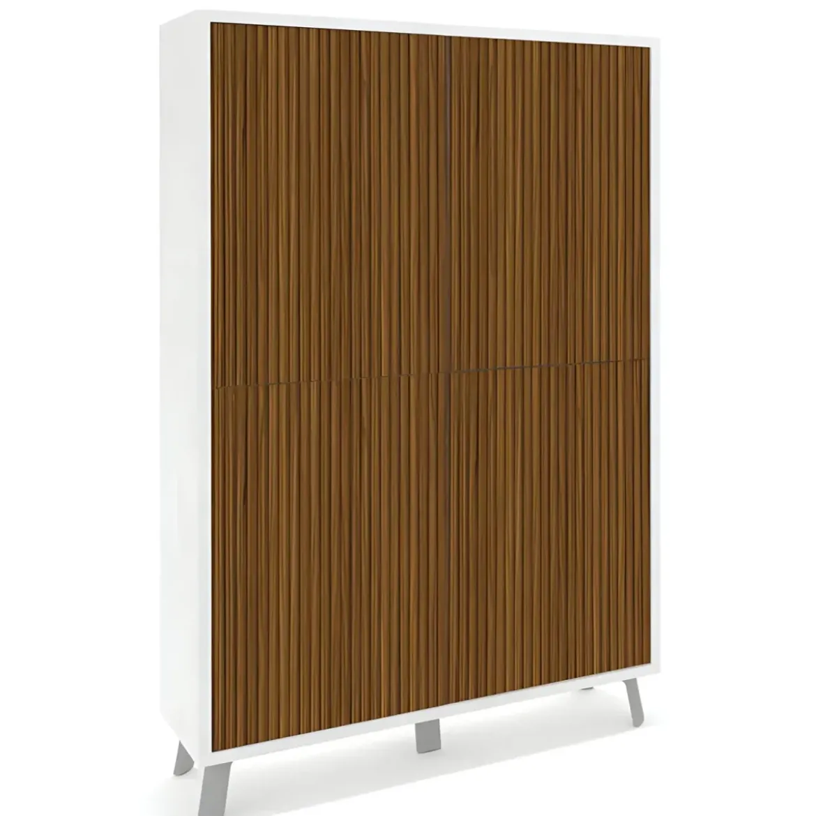 Madia da Soggiorno 4 Ante 108x41x161 cm Bianca e Rovere