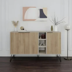 Madia Moderna 3 Ante Credenza da Soggiorno con Vani Rovere