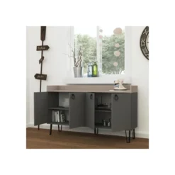 Madia per Soggiorno 4 Ante Antracite Tortora 140x36x80 cm